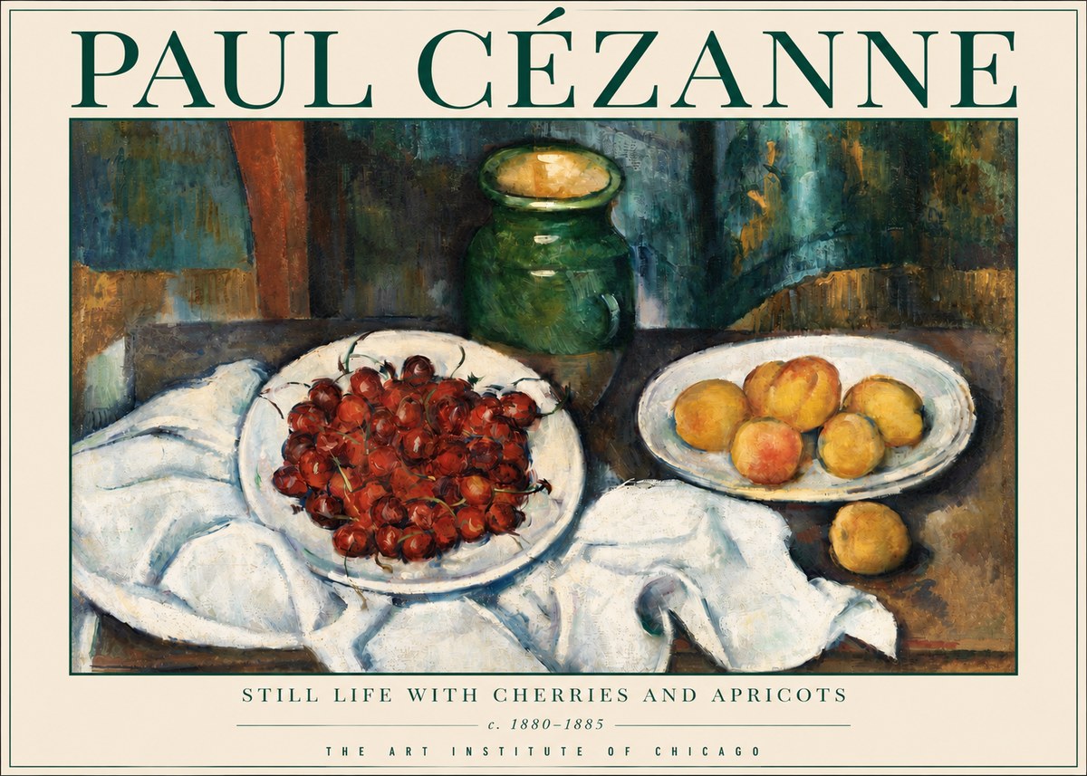 Paul Cézanne Still Life with Cherries and Apricots No3 - Póster