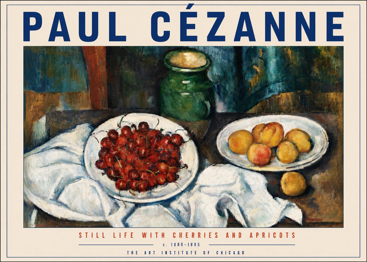 Paul Cézanne Still Life with Cherries and Apricots No4 - Póster