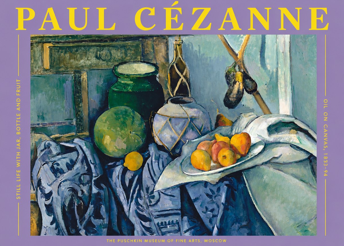 Paul Cézanne Still Life with Jar, Bottle and Fruit No2 - Póster