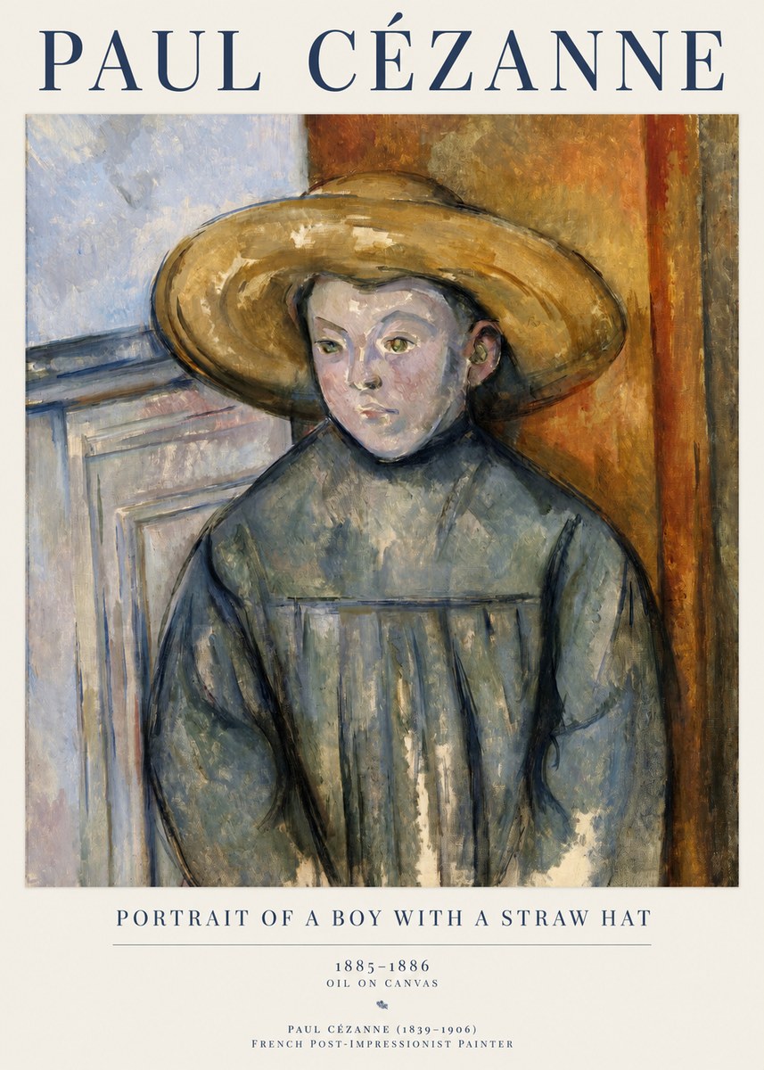Paul Cézanne Portrait of a Boy with a Straw Hat No1 - Póster