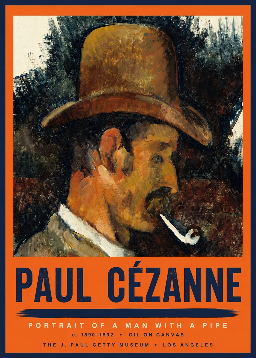 Paul Cézanne Portrait of a Man with a Pipe No2 - Póster