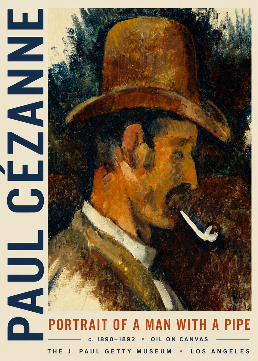 Paul Cézanne Portrait of a Man with a Pipe No4 - Póster