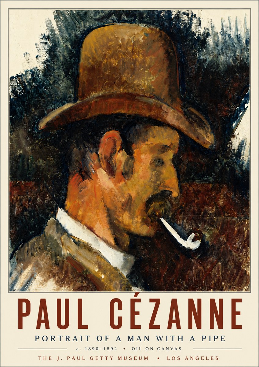 Paul Cézanne Portrait of a Man with a Pipe No6 - Póster