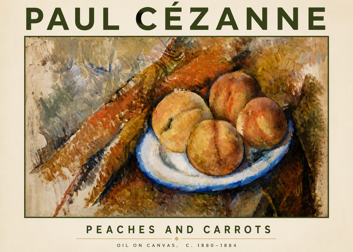Paul Cézanne Peaches and Carrots No4 - Póster