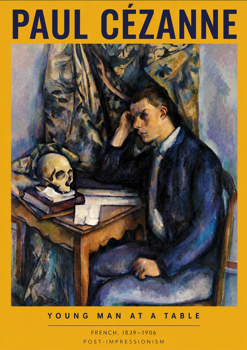 Paul Cézanne Young Man at a Table No2 - Póster