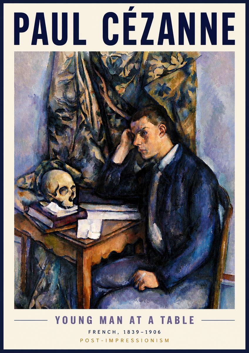 Paul Cézanne Young Man at a Table No5 - Póster