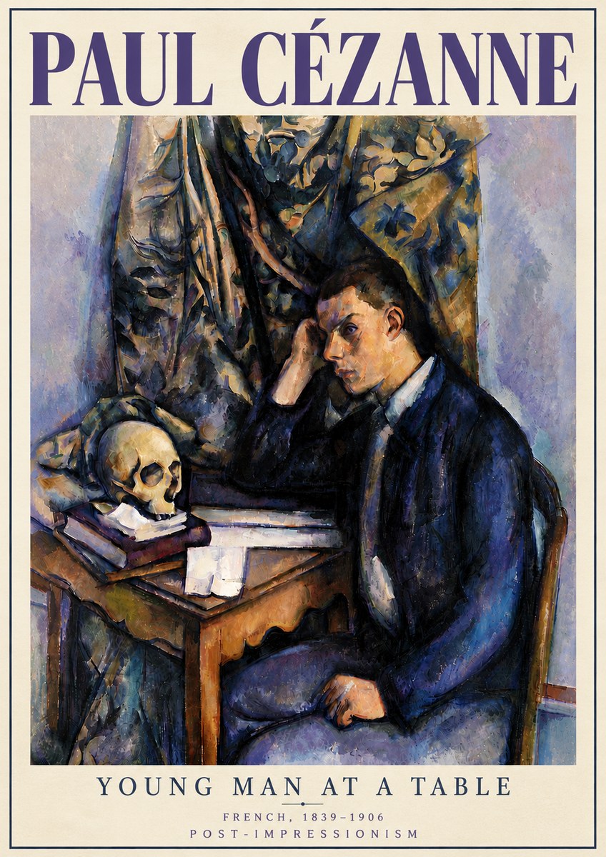 Paul Cézanne Young Man at a Table No6 - Póster