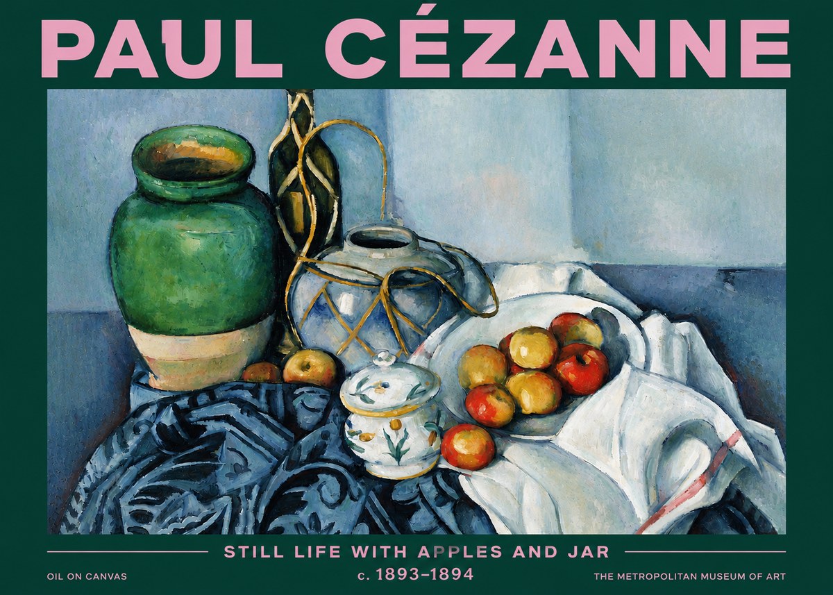 Paul Cézanne Still Life with Apples and Jar No3 - Póster