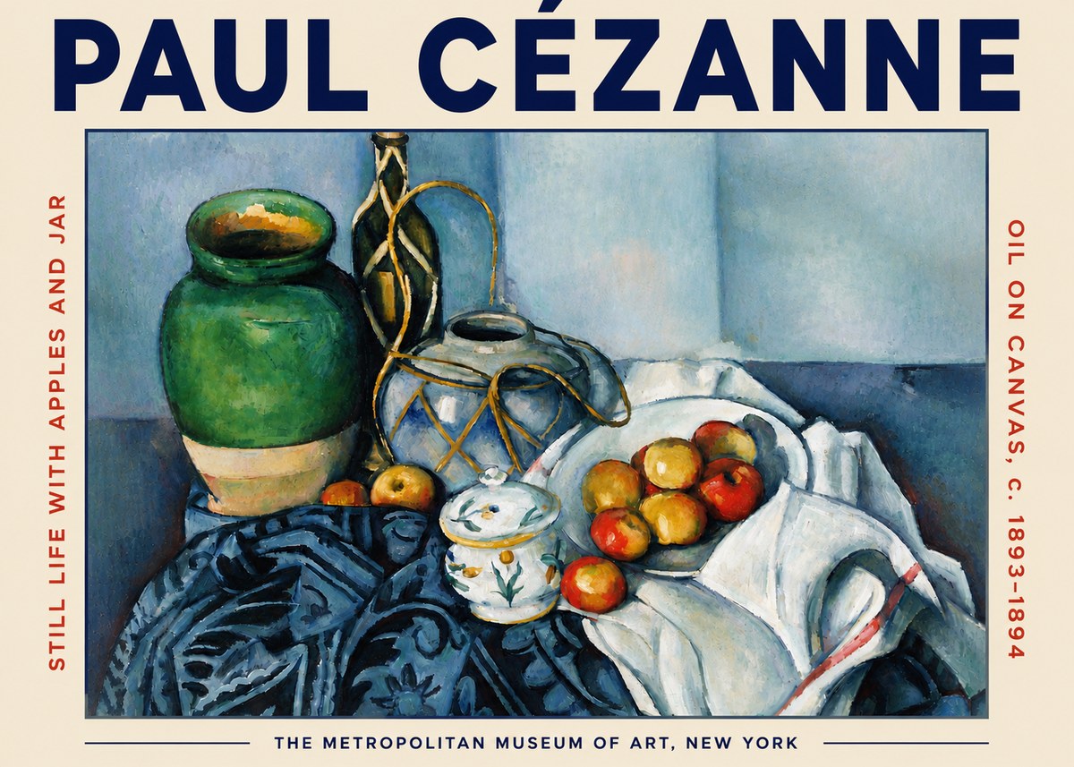 Paul Cézanne Still Life with Apples and Jar No4 - Póster