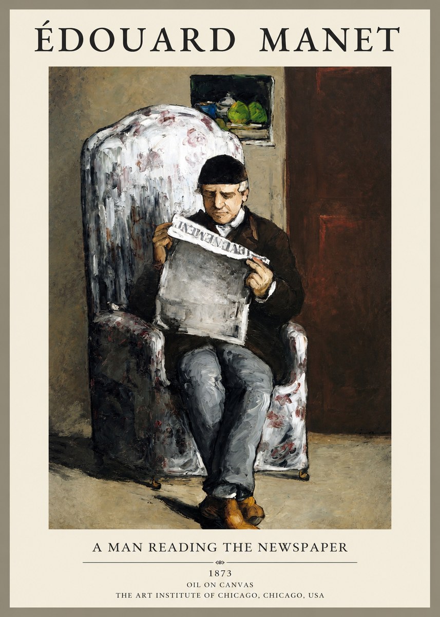 Édouard Manet A Man Reading the Newspaper No1 - Póster