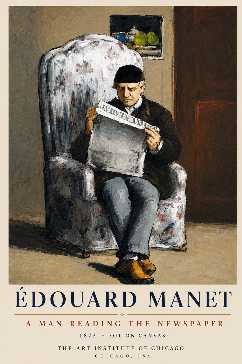 Édouard Manet A Man Reading the Newspaper No4 - Póster