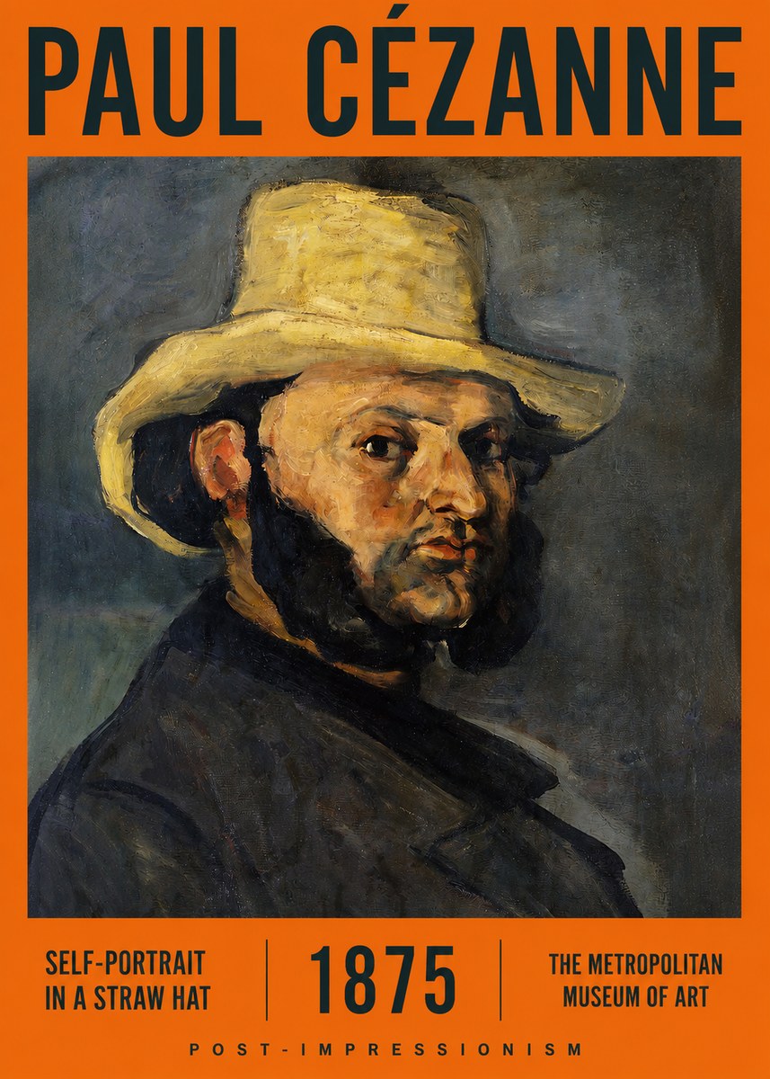 Paul Cézanne Self-portrait in a Straw Hat No2 - Póster