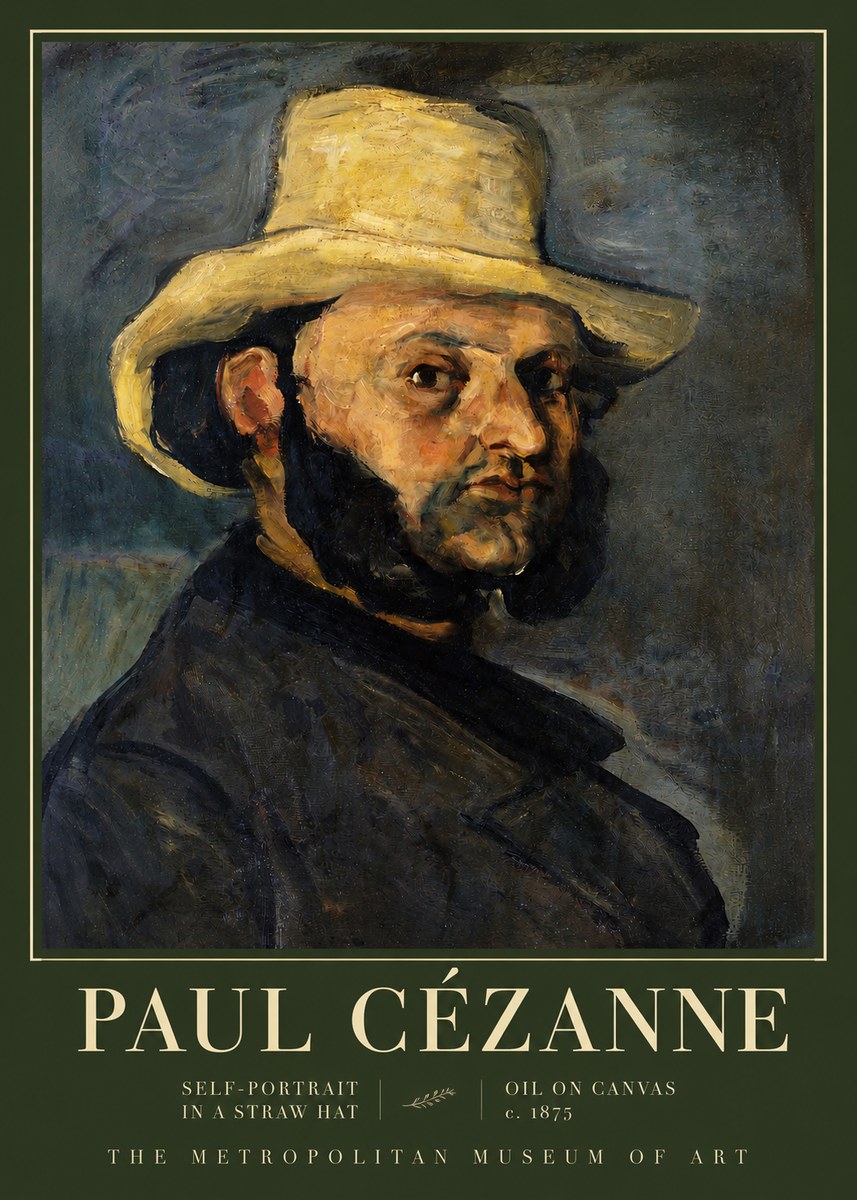 Paul Cézanne Self-portrait in a Straw Hat No3 - Póster
