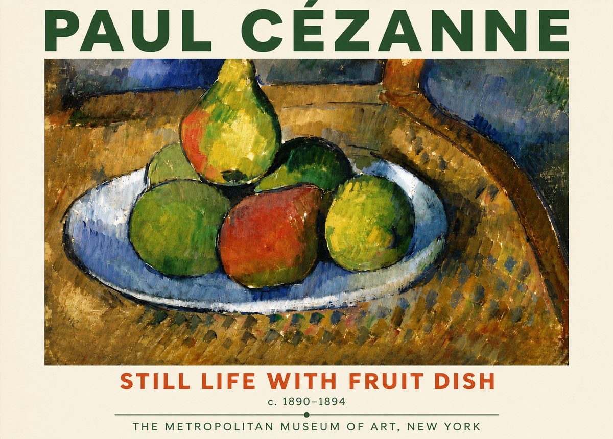 Paul Cézanne Still Life with Fruit Dish No4 - Póster