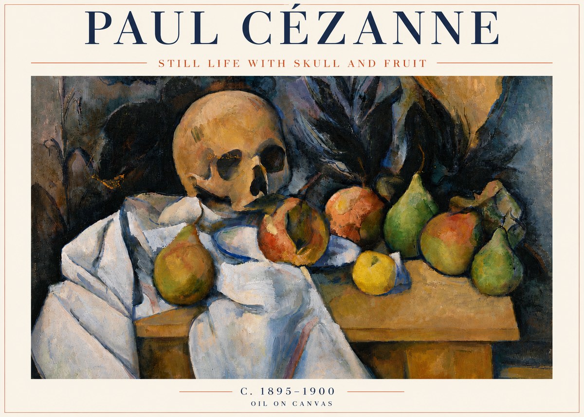 Paul Cézanne Still Life with Skull and Fruit No5 - Póster