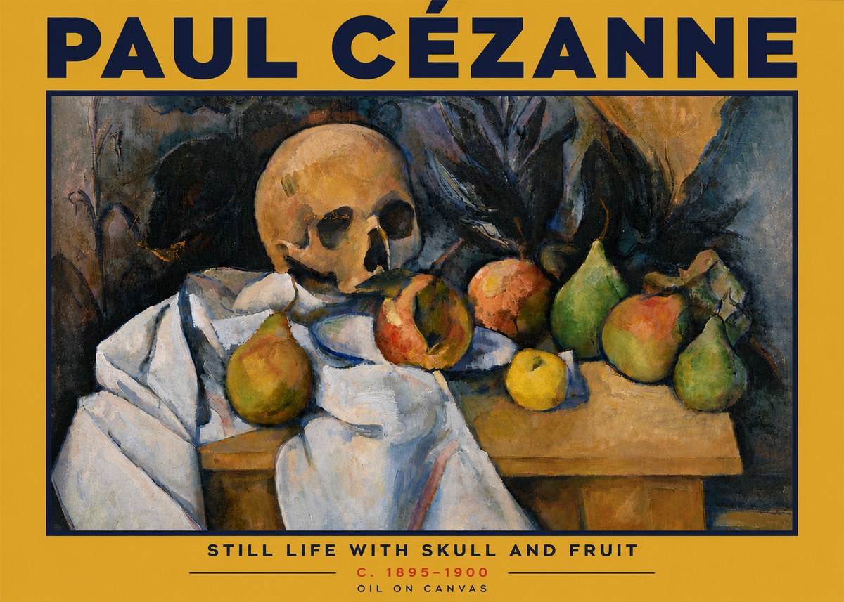 Paul Cézanne Still Life with Skull and Fruit No6 - Póster