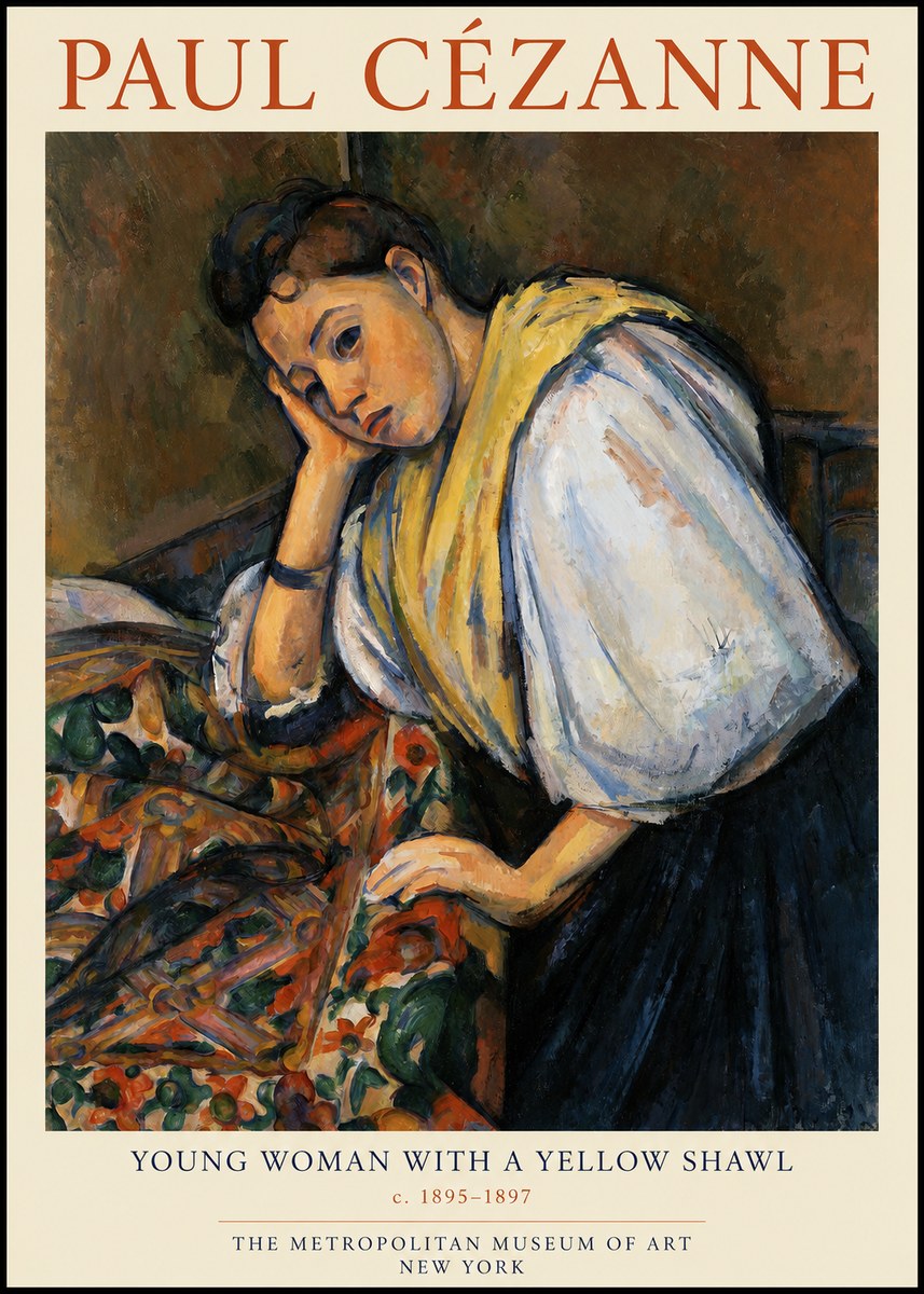 Paul Cézanne Young Woman with a Yellow Shawl No1 - Póster