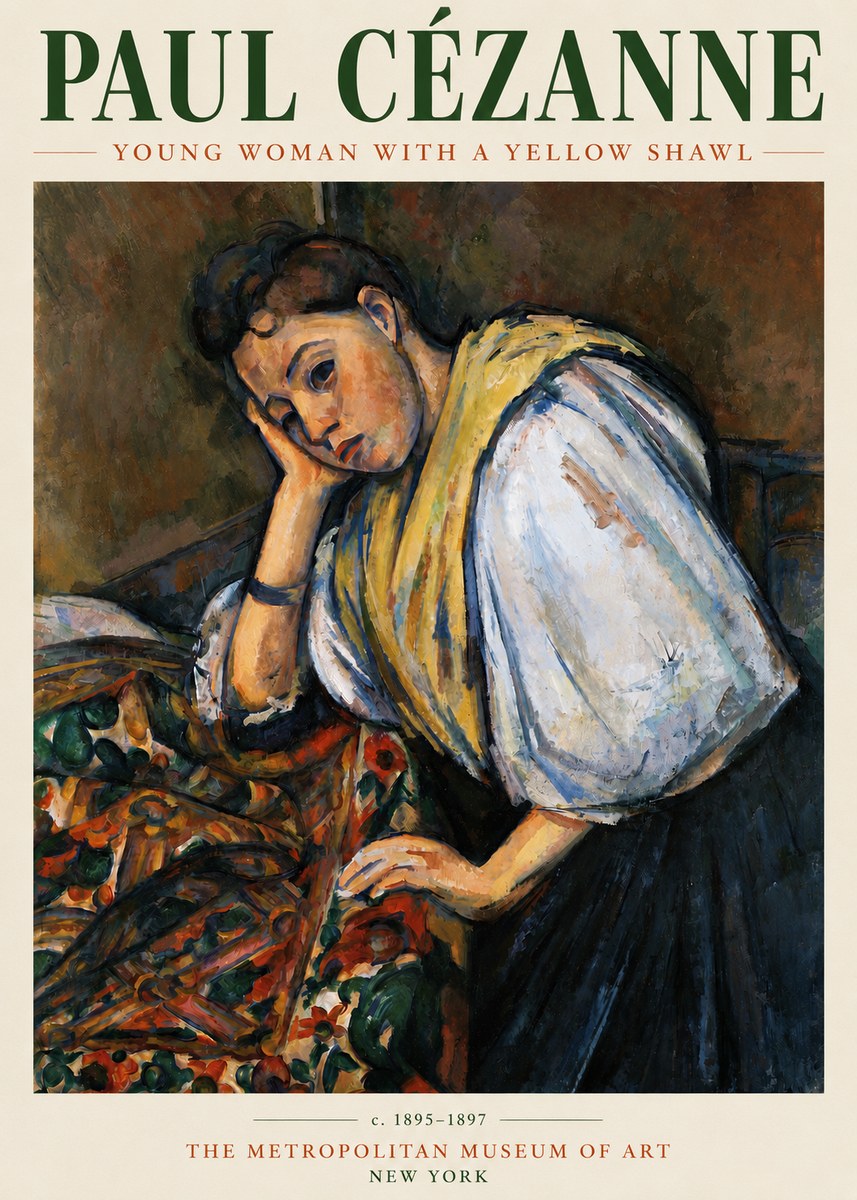 Paul Cézanne Young Woman with a Yellow Shawl No3 - Póster