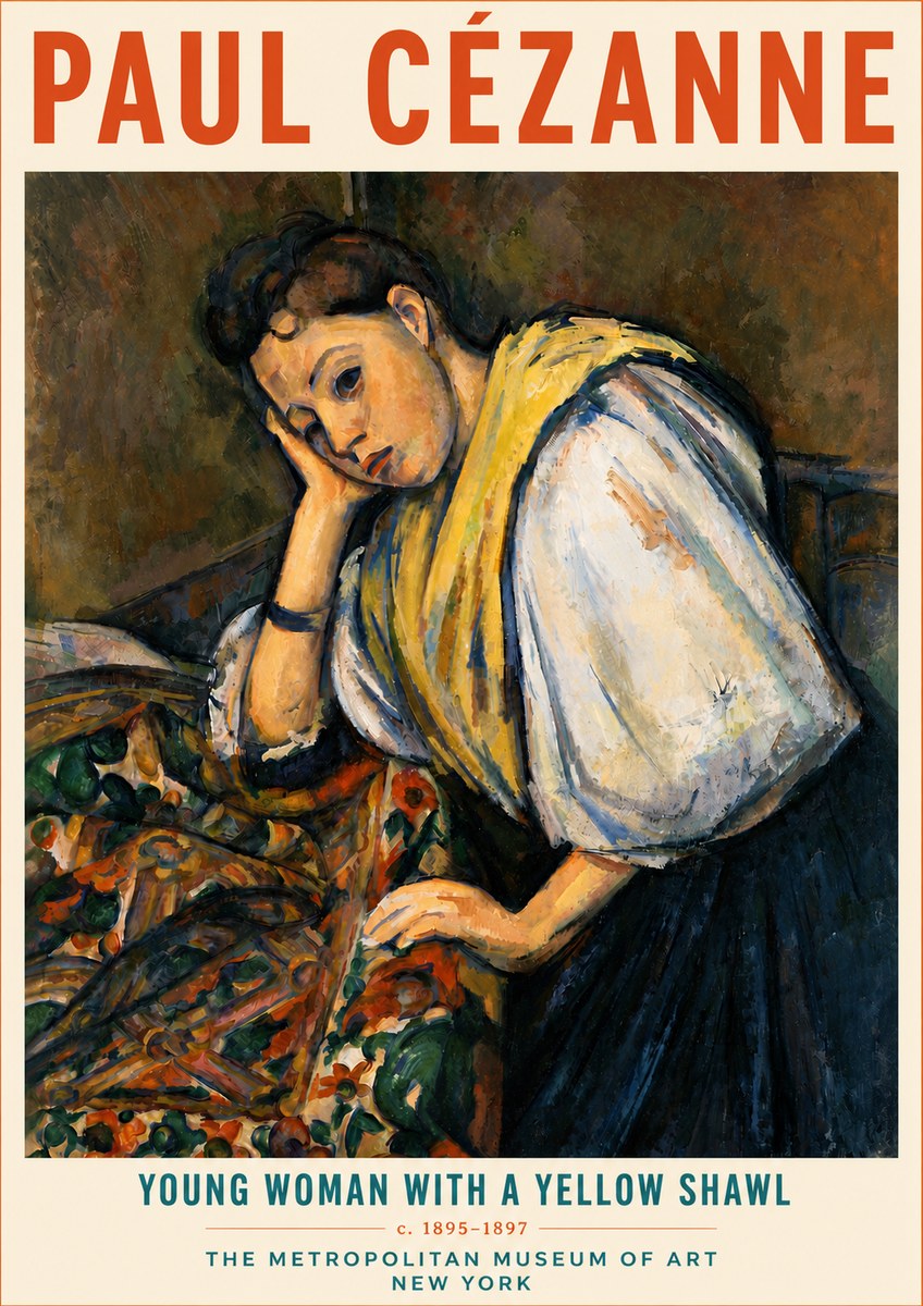 Paul Cézanne Young Woman with a Yellow Shawl No5 - Póster