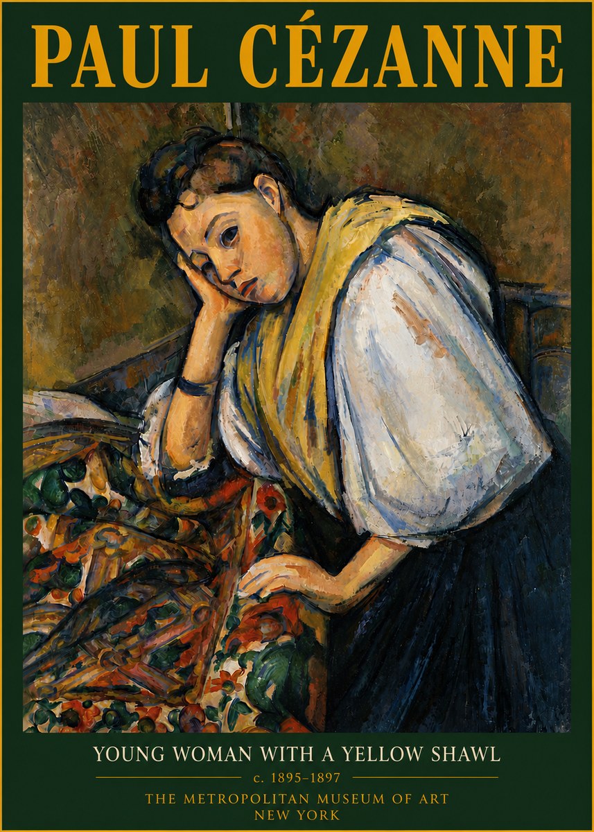 Paul Cézanne Young Woman with a Yellow Shawl No6 - Póster