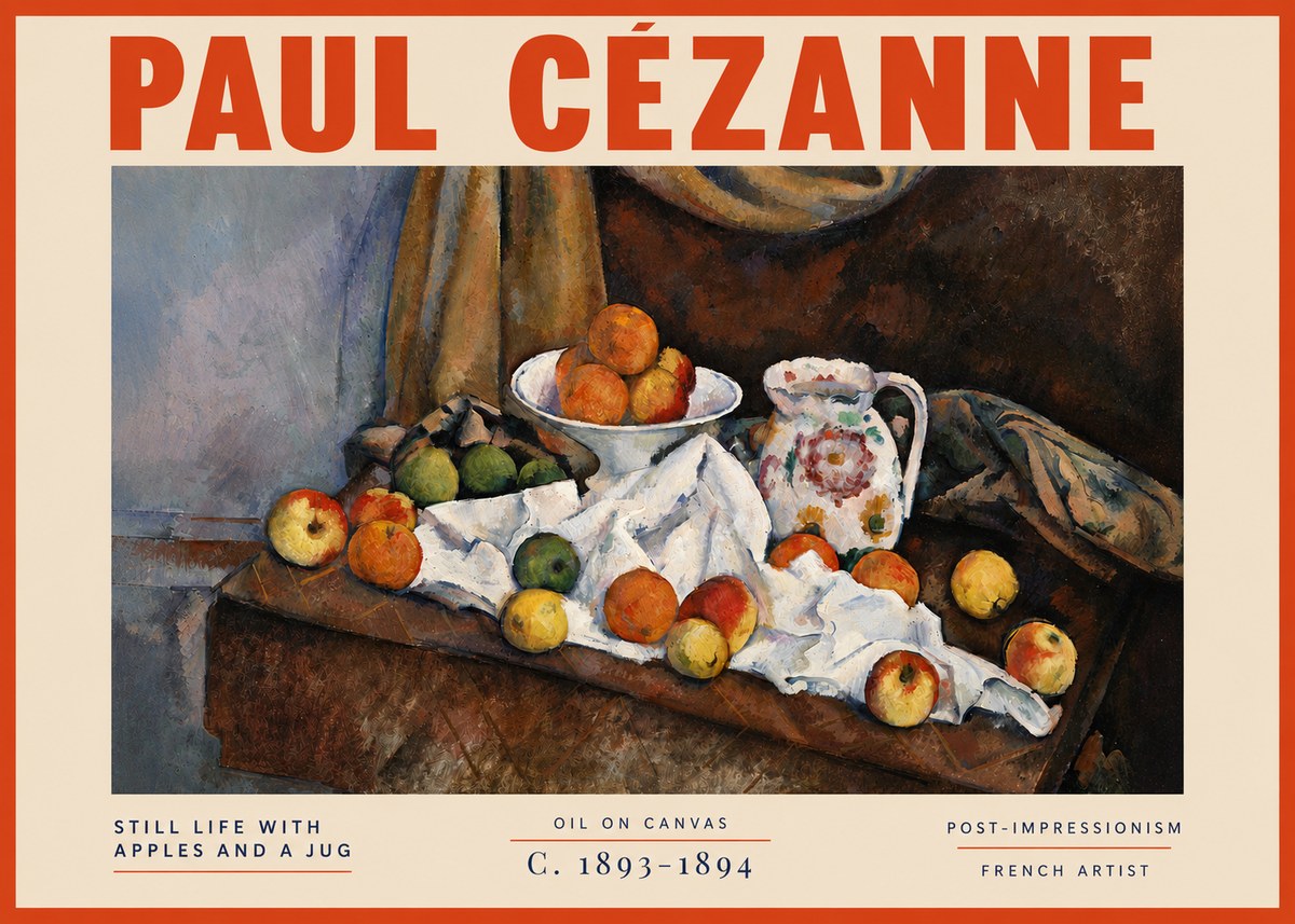 Paul Cézanne Still Life with Apples and a Jug No5 - Póster