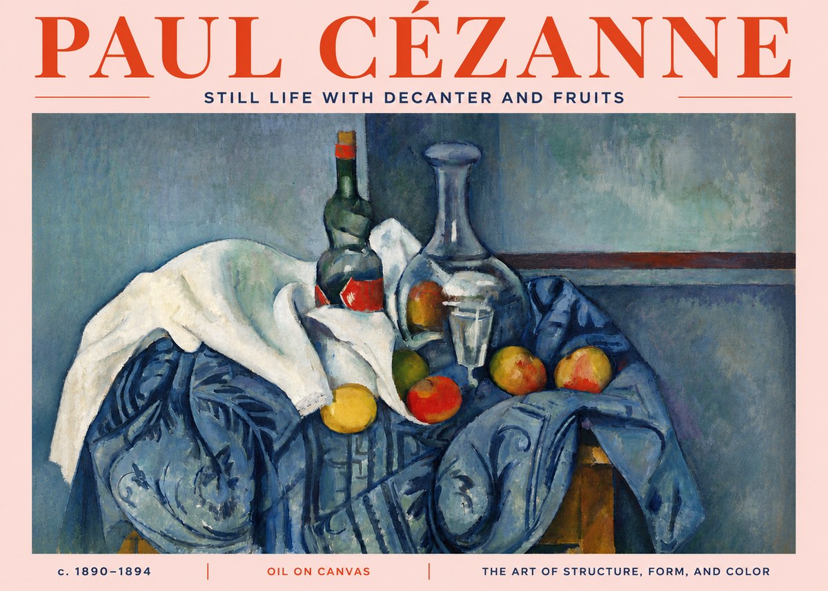 Paul Cézanne Still Life with Decanter and Fruits No4 - Póster