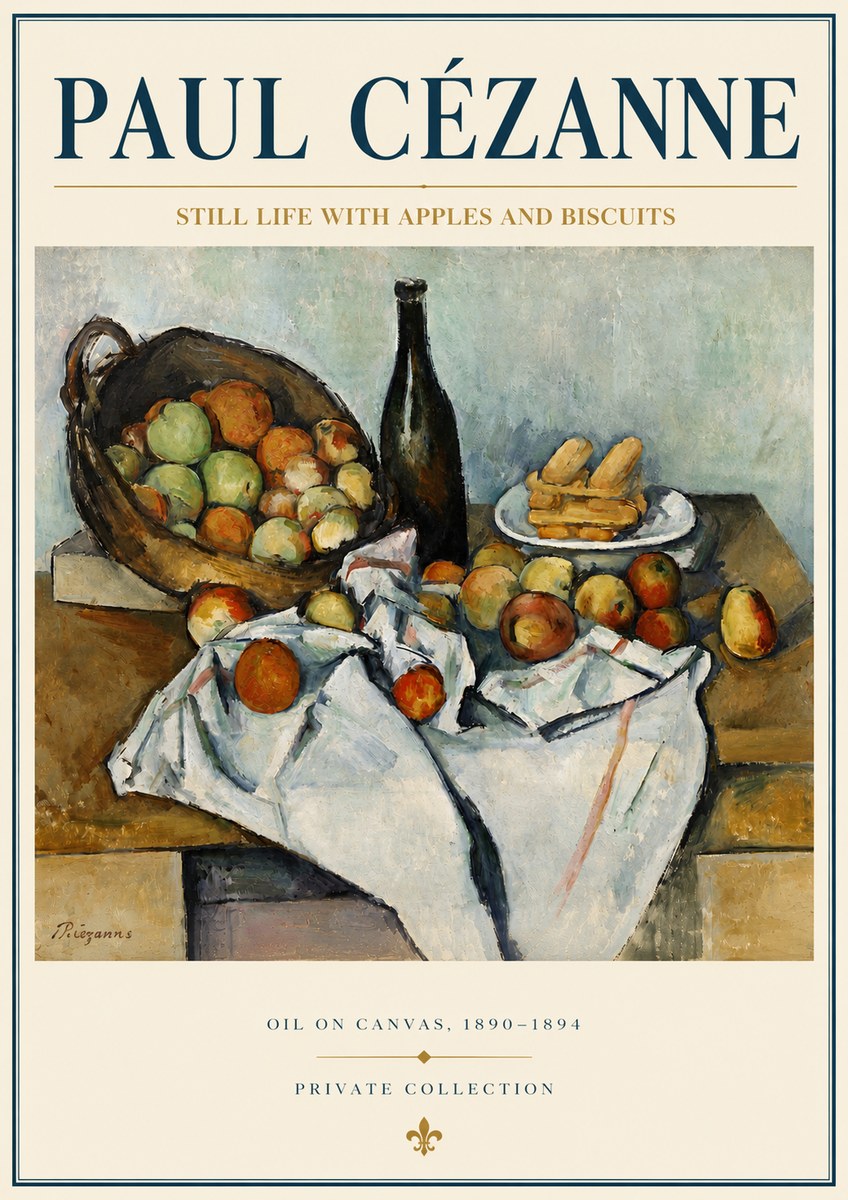 Paul Cézanne Still Life with Apples and Biscuits No4 - Póster