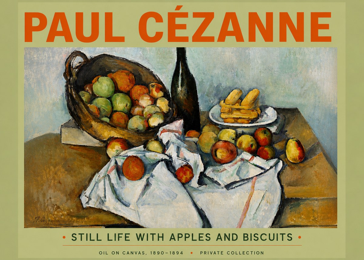 Paul Cézanne Still Life with Apples and Biscuits No5 - Póster