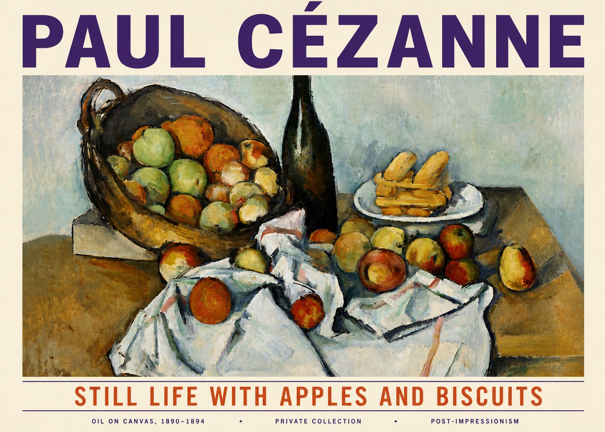 Paul Cézanne Still Life with Apples and Biscuits No6 - Póster