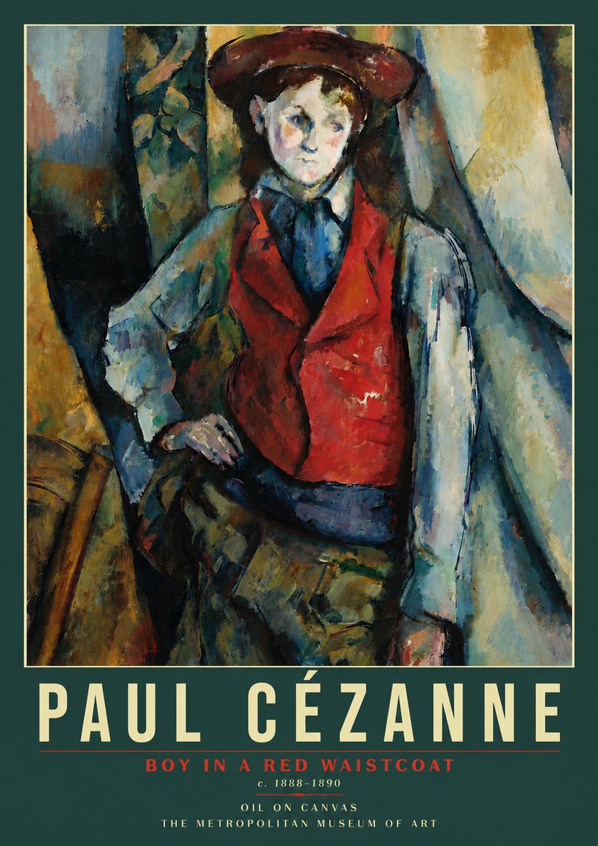 Paul Cézanne Boy in a Red Waistcoat No5 - Póster