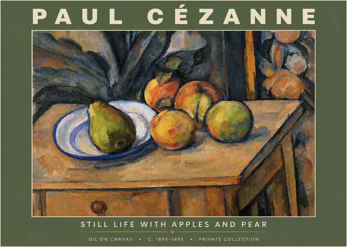 Paul Cézanne Still Life with Apples and Pear No6 - Póster