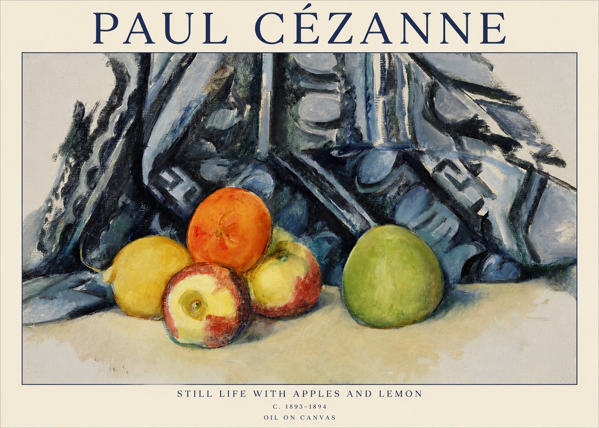 Paul Cézanne Still Life with Apples and Lemon No1 - Póster