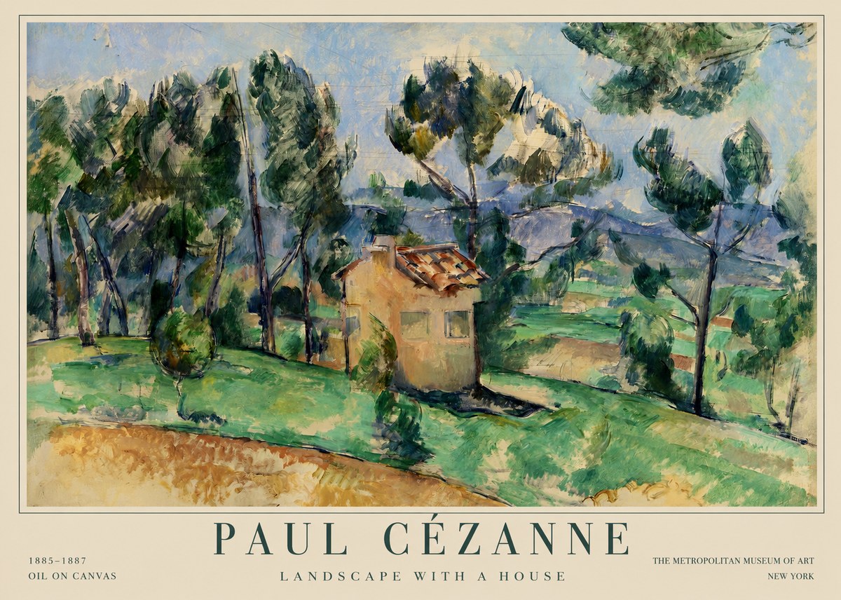Paul Cézanne Landscape with a House No1 - Póster