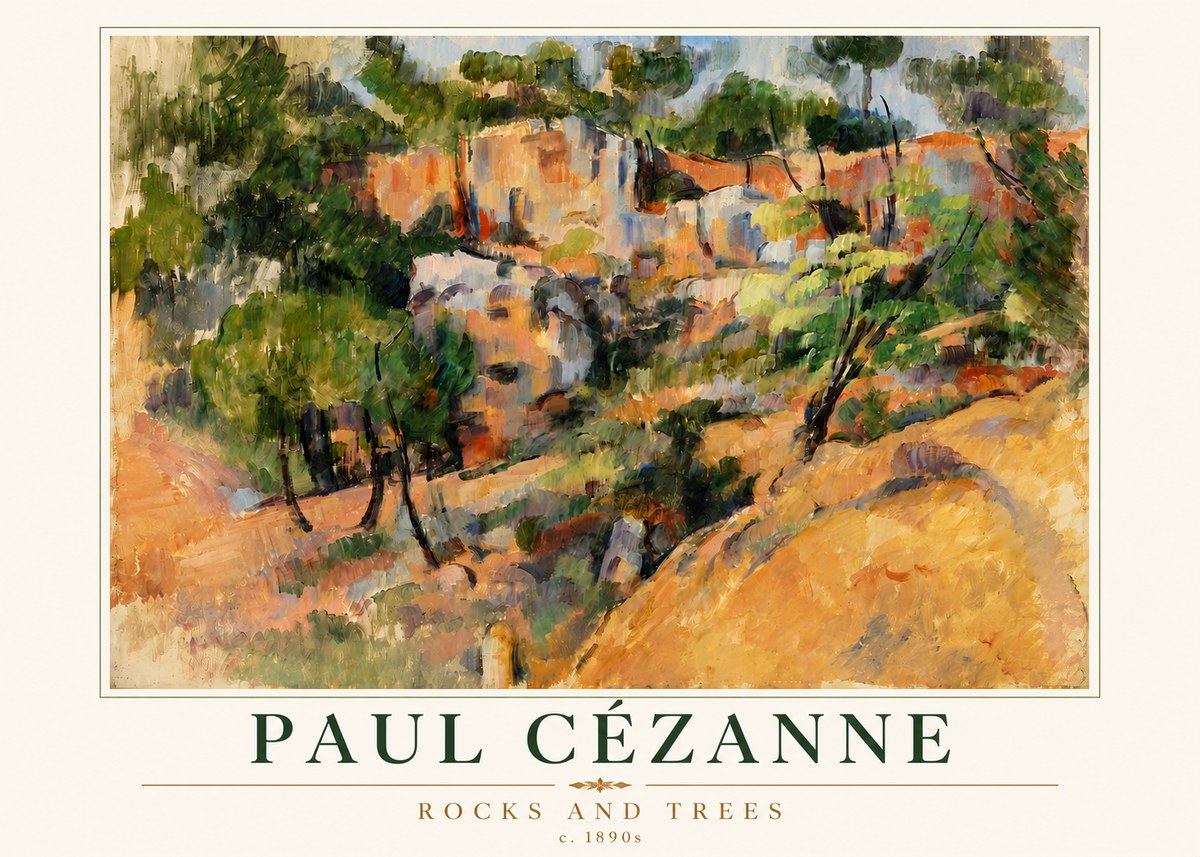Paul Cézanne Rocks and Trees III No4 - Póster