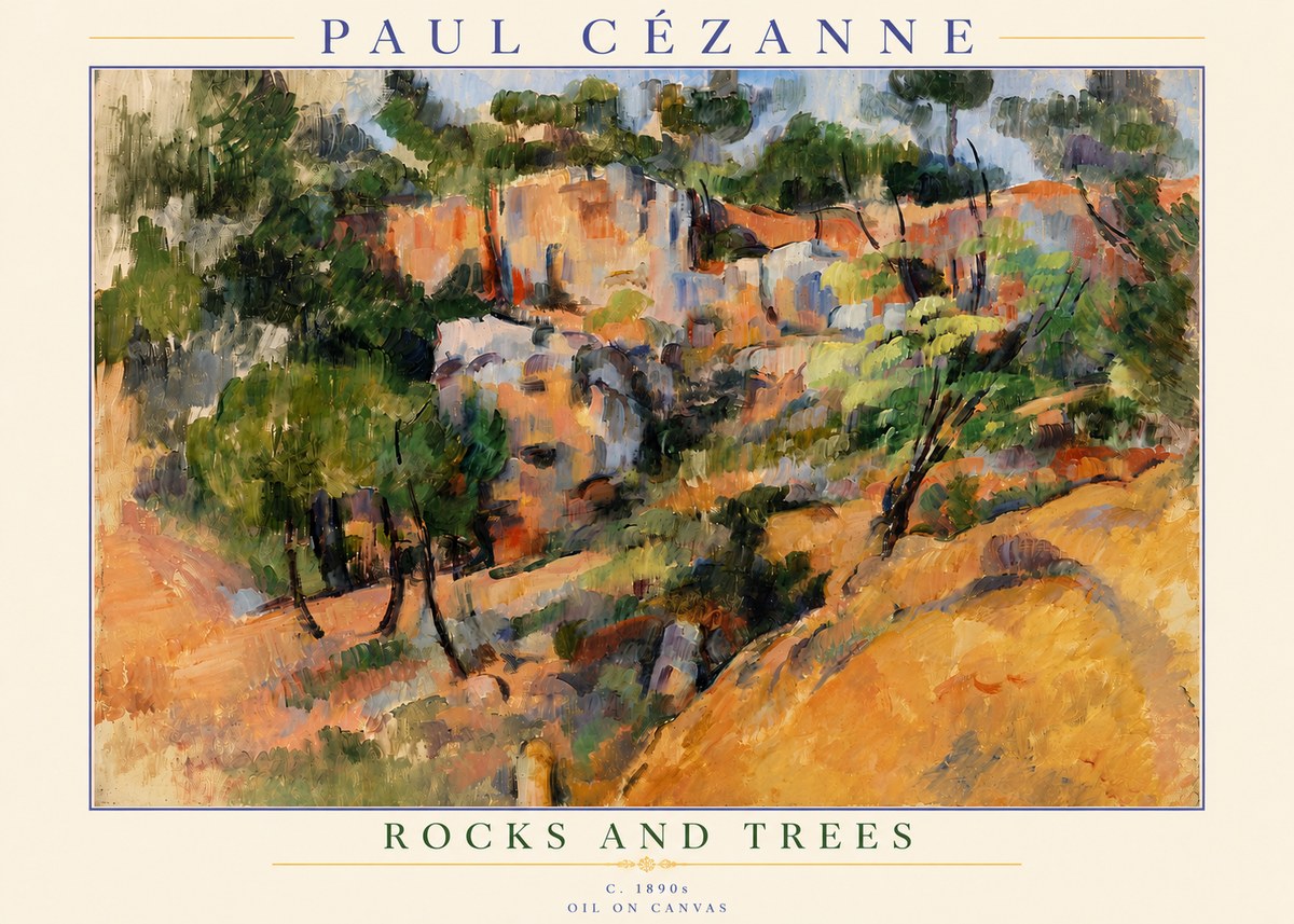 Paul Cézanne Rocks and Trees III No5 - Póster