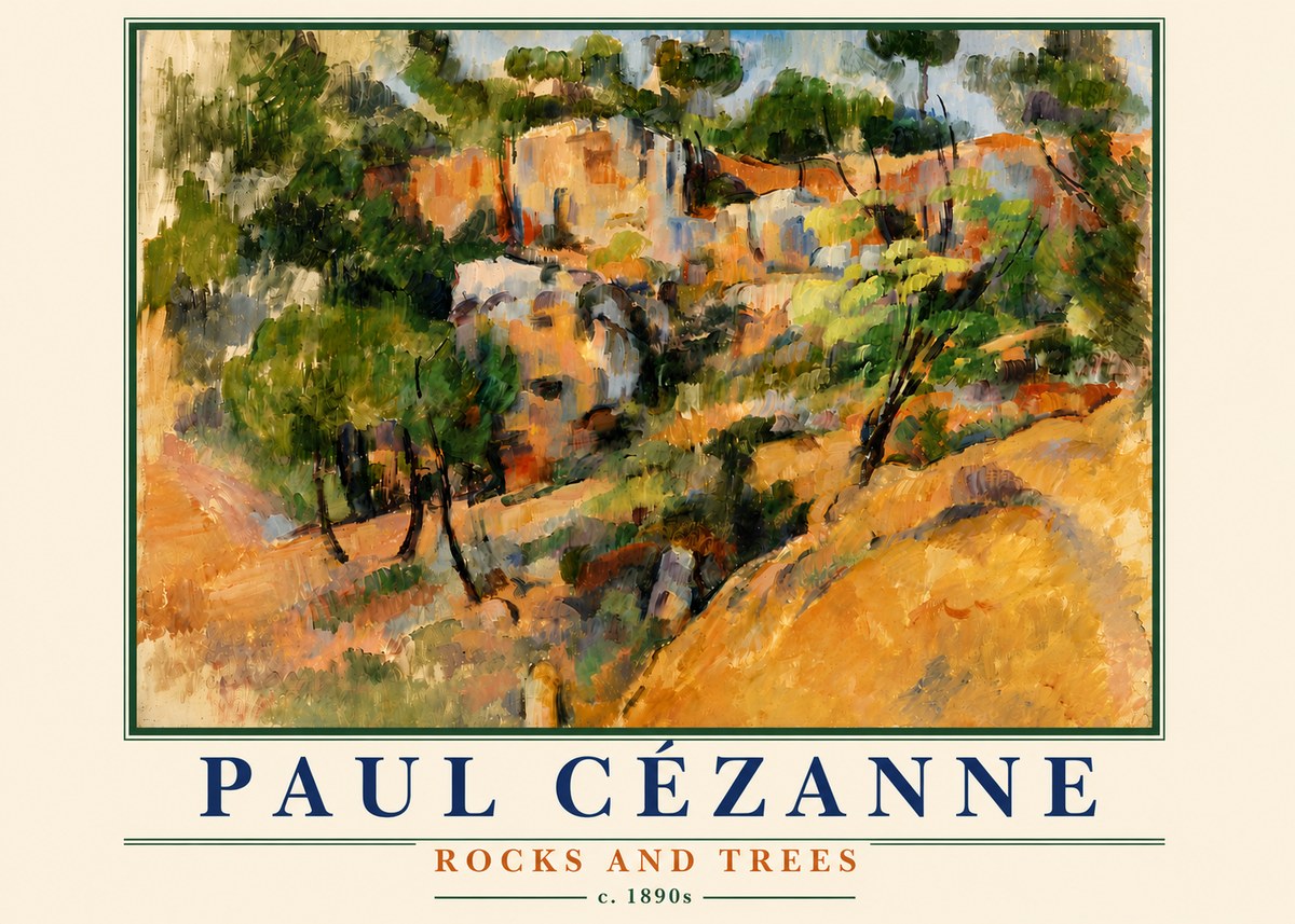 Paul Cézanne Rocks and Trees III No6 - Póster