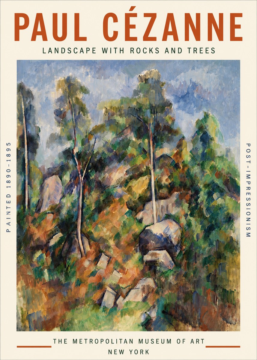 Paul Cézanne Landscape with Rocks and Trees No3 - Póster