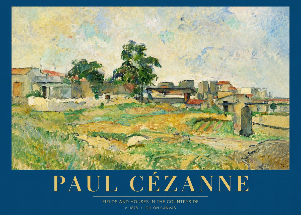 Paul Cézanne Fields and Houses in the Countryside No4 - Póster
