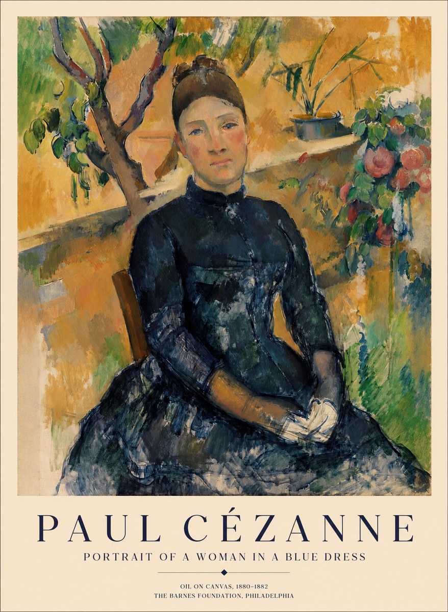 Paul Cézanne Portrait of a Woman in a Blue Dress No1 - Póster