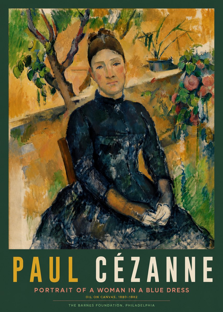 Paul Cézanne Portrait of a Woman in a Blue Dress No2 - Póster