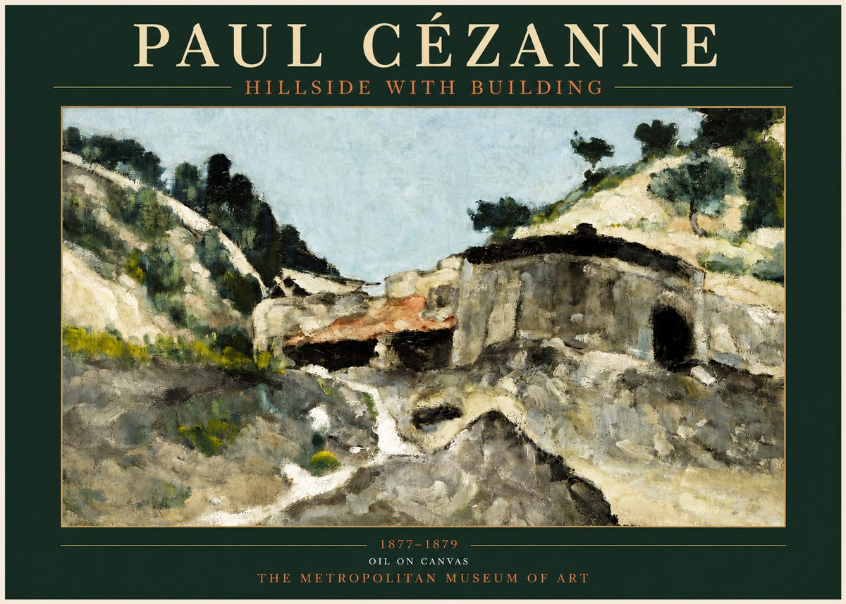 Paul Cézanne Hillside with Building No3 - Póster