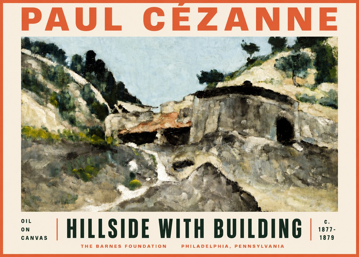 Paul Cézanne Hillside with Building No5 - Póster