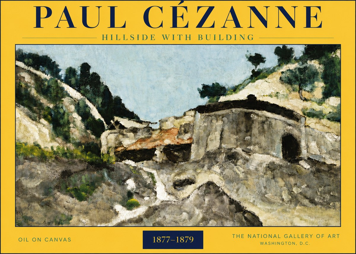 Paul Cézanne Hillside with Building No6 - Póster