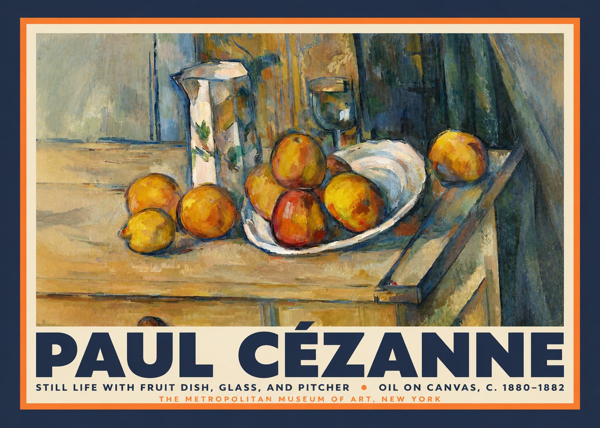 Paul Cézanne Still Life with Fruit Dish, Glass, and Pitcher No2 - Póster