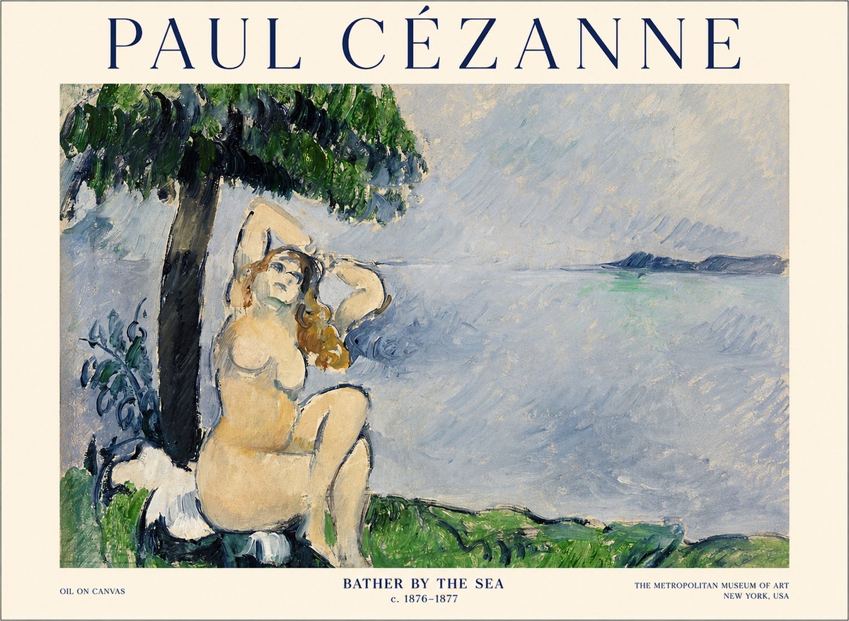 Paul Cézanne Bather by the Sea No1 - Póster