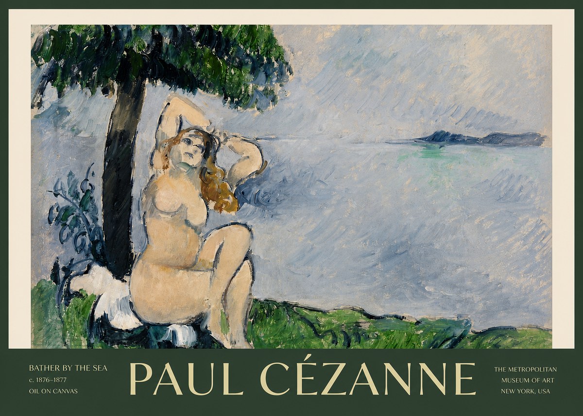 Paul Cézanne Bather by the Sea No2 - Póster