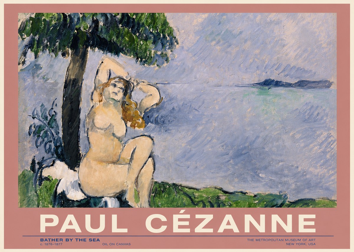 Paul Cézanne Bather by the Sea No3 - Póster