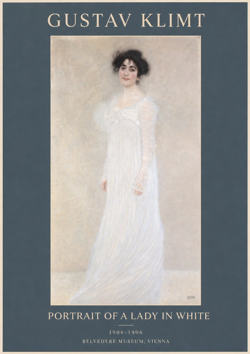 Klimt Portrait of a Lady in White No3 - Póster