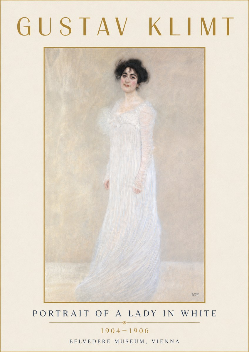 Klimt Portrait of a Lady in White No6 - Póster