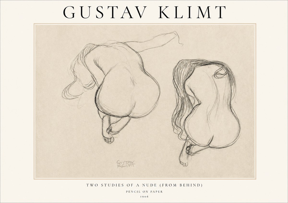 Klimt Two Studies of a Nude (from Behind) No1 - Póster